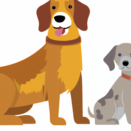 Puppy, adult and senior dog in vector style