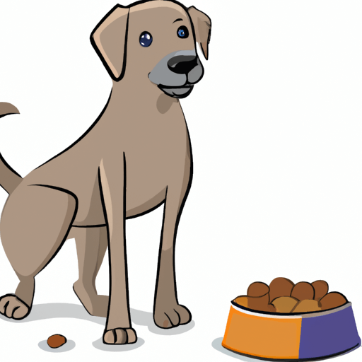 happy dog with food in vector style