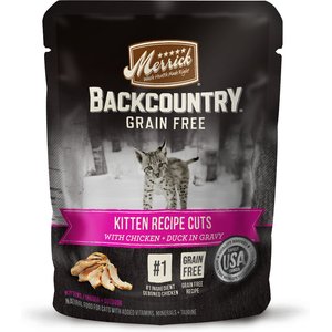 Merrick Backcountry Grain-Free Kitten Recipe Cuts Chicken & Duck in Gravy Cat Food Pouches