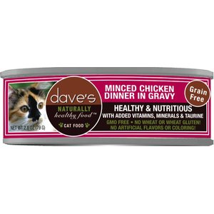 Dave's Pet Food Minced Chicken Dinner in Gravy Recipe Wet Cat Food
