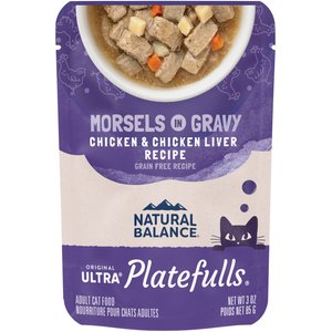 Natural Balance Platefulls Indoor Formula Chicken & Chicken Liver in Gravy Grain-Free Cat Food Pouches