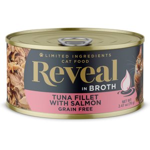 Reveal Natural Grain-Free Tuna Fillet with Salmon in Broth Flavored Wet Cat Food