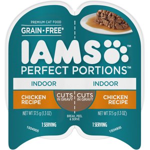 Iams Perfect Portions Indoor Chicken Recipe Grain-Free Cuts in Gravy Wet Cat Food Trays