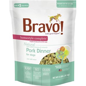 Bravo! Homestyle Complete Pork Dinner Grain-Free Freeze-Dried Dog Food