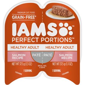 Iams Perfect Portions Healthy Adult Salmon Recipe Pate Grain-Free Wet Cat Food Trays