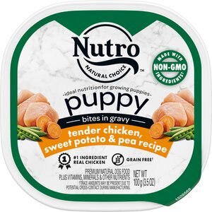 Nutro Puppy Tender Grain Free Chicken, Sweet Potato & Pea Recipe Bites in Gravy Wet Dog Food Trays