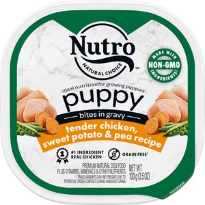Nutro Puppy Tender Grain-Free Chicken, Sweet Potato & Pea Recipe Bites in Gravy Wet Dog Food Trays