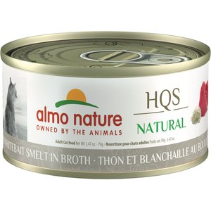 Almo Nature HQS Natural Tuna & Whitebait Smelt in Broth Grain-Free Canned Cat Food