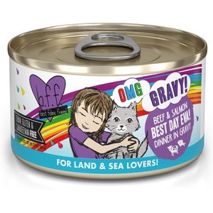 BFF OMG Best Day Eva! Beef & Salmon Dinner in Gravy Grain-Free Canned Cat Food