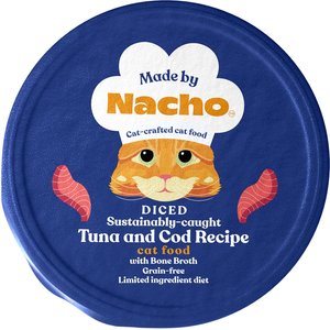 Made by Nacho Sustainably Caught Diced Tuna & Cod Recipe with Bone Broth Grain-Free Wet Cat Food