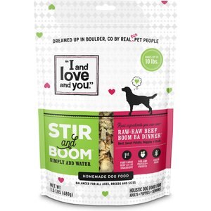 I and Love and You Stir and Boom Raw Raw Beef Boom Ba Dinner Grain-Free Dehydrated Dog Food
