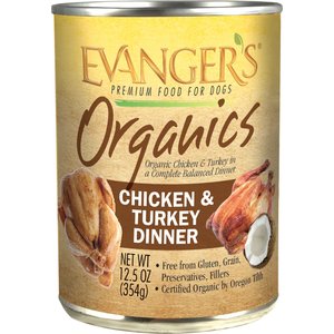 Evanger's Organics Chicken & Turkey Grain-Free Canned Dog Food