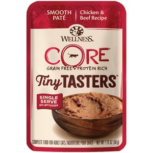 Wellness CORE Tiny Tasters Chicken & Beef Pate Grain-Free Cat Food Pouches
