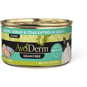 AvoDerm Natural Grain-Free Sardine, Shrimp & Crab Meat Entree in Gravy Canned Cat Food