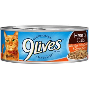 9 Lives Hearty Cuts with Real Turkey, Chicken & Cheese in Gravy Canned Cat Food